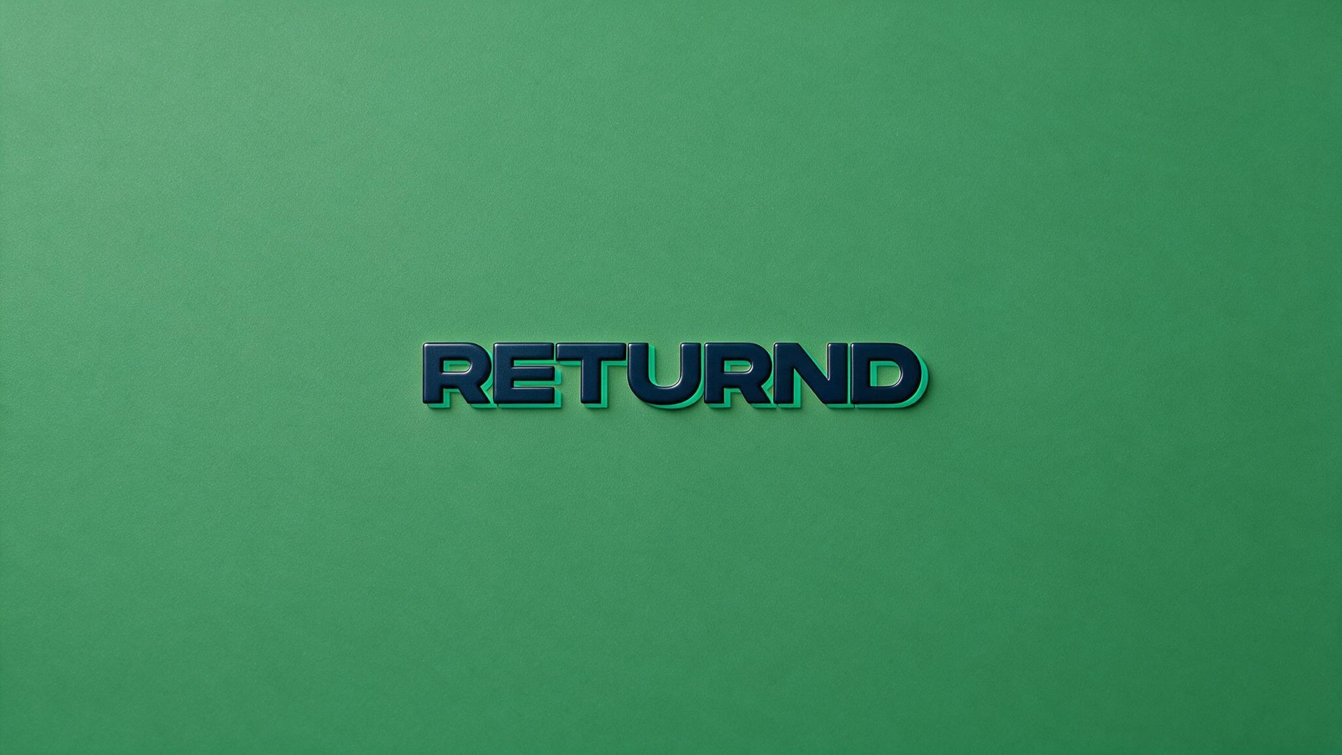 Returnd key art &mdash; navy wordmark on green